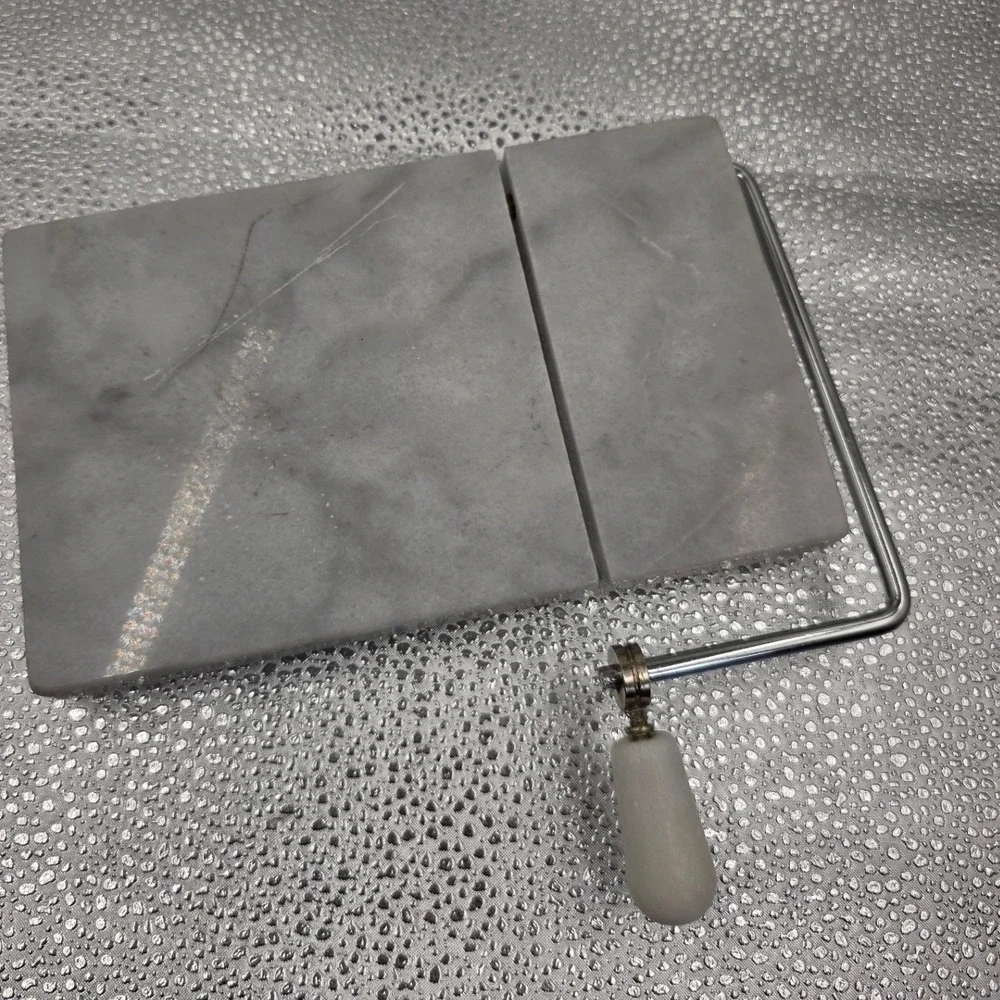Grey Marble Cheese Slicer Board Stainless Steel Wire Cutter Charcuterie O2
